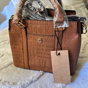 Steve Madden Cognac Embossed Satchel